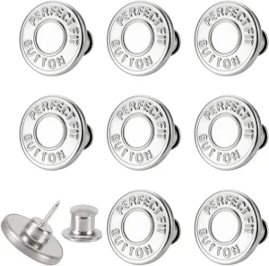 8 Sets of 17 mm Pants Button, Jean Buttons Pins for Loose Jeans, Adjustable Button for Jeans, Reusable and Adjustable Metal Pants Button Tightener