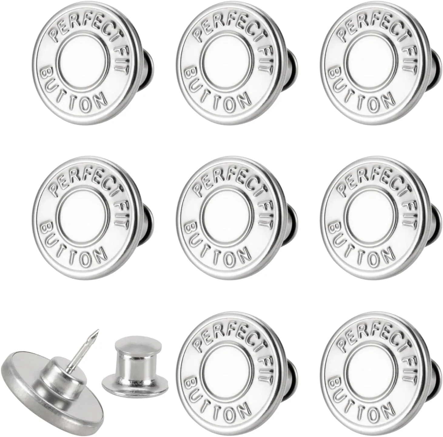8 Sets of 17 mm Pants Button, Jean Buttons Pins for Loose Jeans, Adjustable Button for Jeans, Reusable and Adjustable Metal Pants Button Tightener
