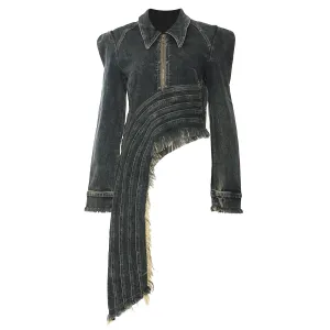 Autumn Asymmetric Cut Denim Jacket