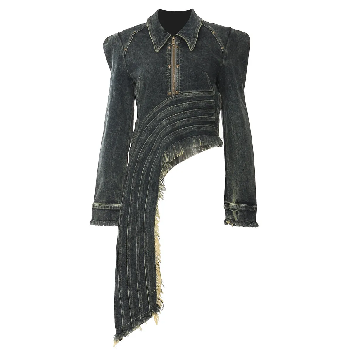 Autumn Asymmetric Cut Denim Jacket