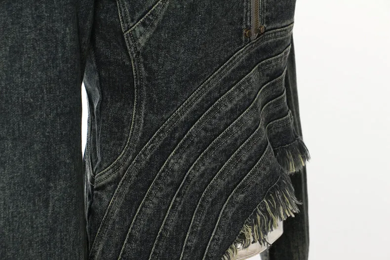 Autumn Asymmetric Cut Denim Jacket