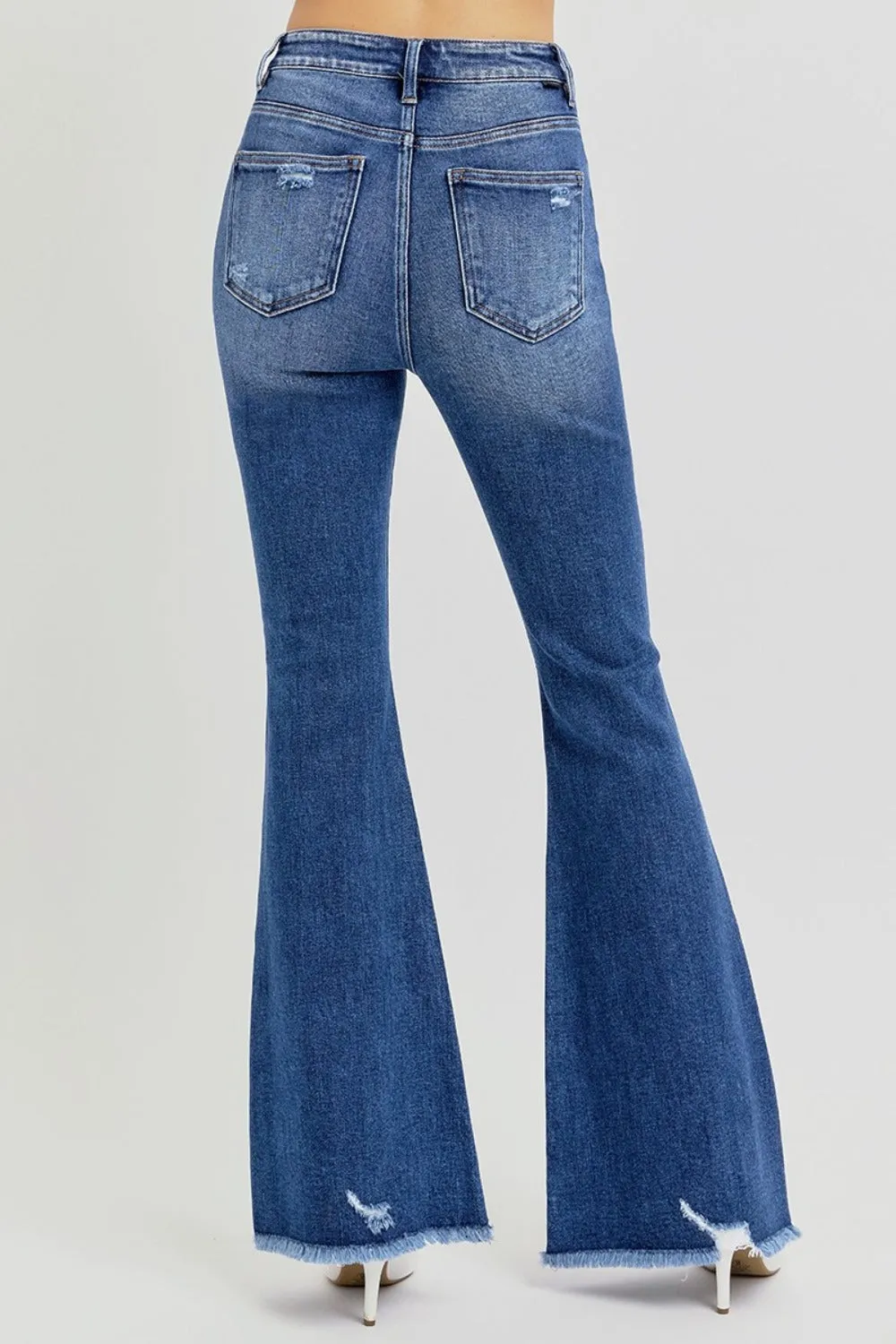 Bailee High Rise Raw Hem Distressed Flare Jeans