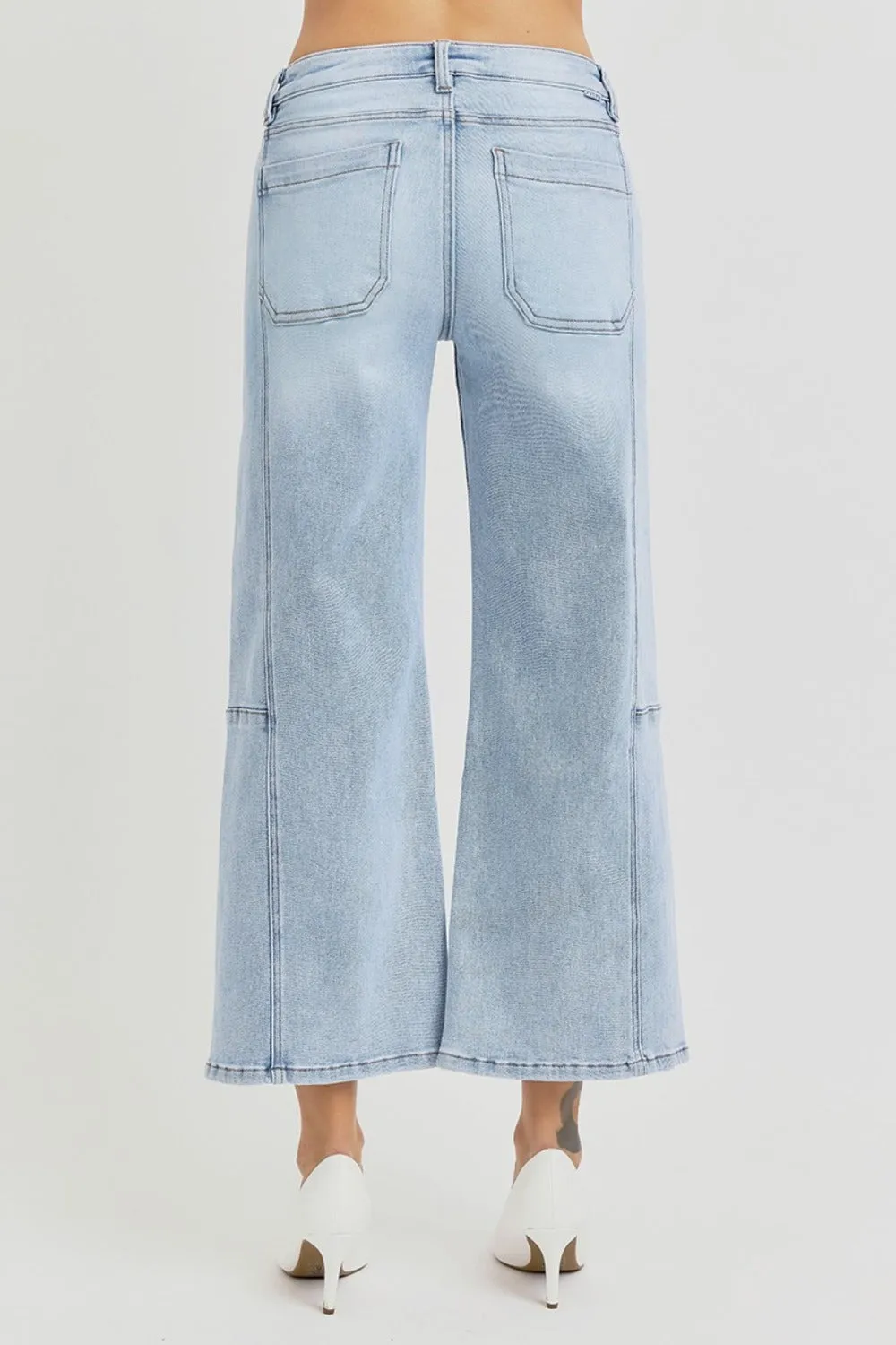 Betsy High Rise Seamed Detail Wide Leg Crop Jeans