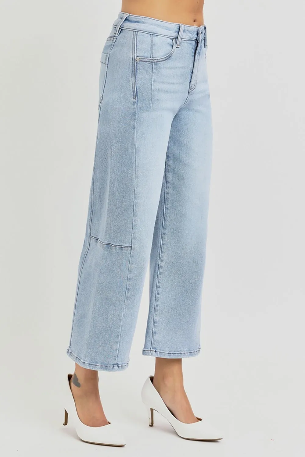 Betsy High Rise Seamed Detail Wide Leg Crop Jeans