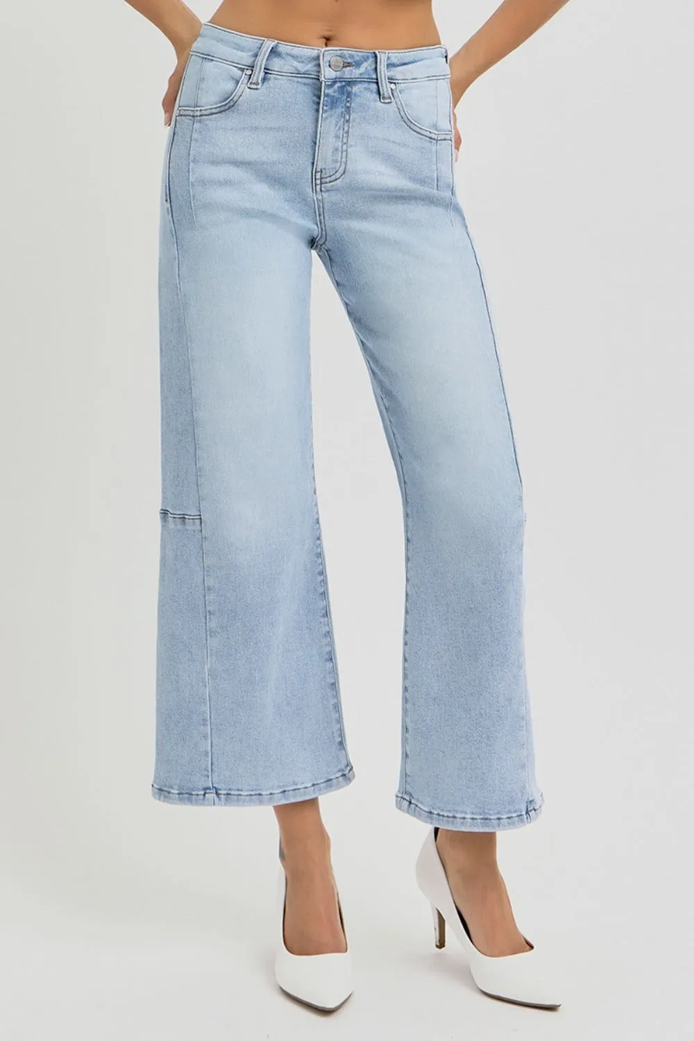Betsy High Rise Seamed Detail Wide Leg Crop Jeans