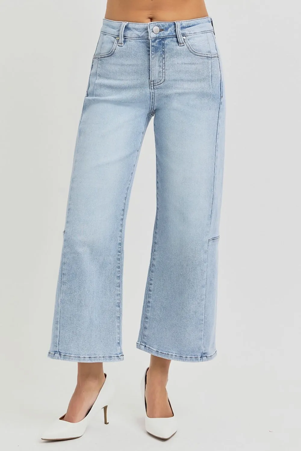 Betsy High Rise Seamed Detail Wide Leg Crop Jeans