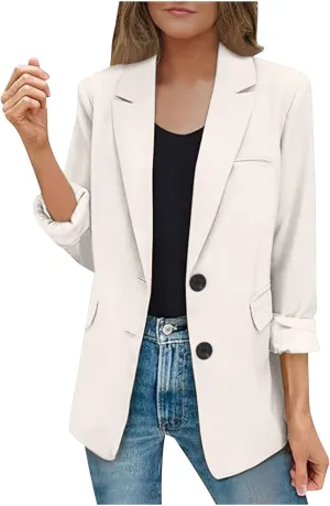Blazers for Women Business Button Down Long Sleeve Fall Jackets for Women 2024 Dressy Fall Clothes for Women 2024