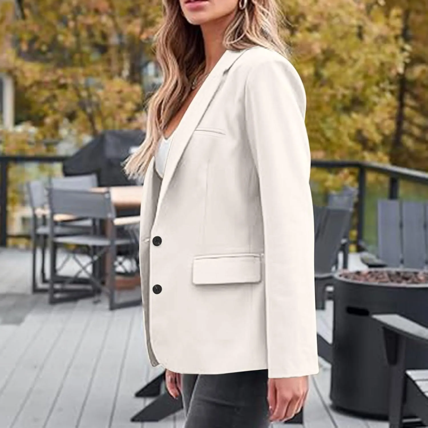 Blazers for Women Business Button Down Long Sleeve Fall Jackets for Women 2024 Dressy Fall Clothes for Women 2024