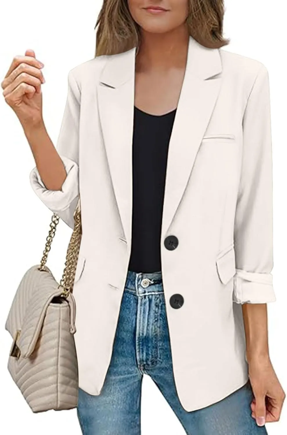 Blazers for Women Business Button Down Long Sleeve Fall Jackets for Women 2024 Dressy Fall Clothes for Women 2024