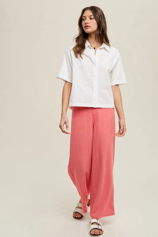 Boxy Linen Button-Up Blouse