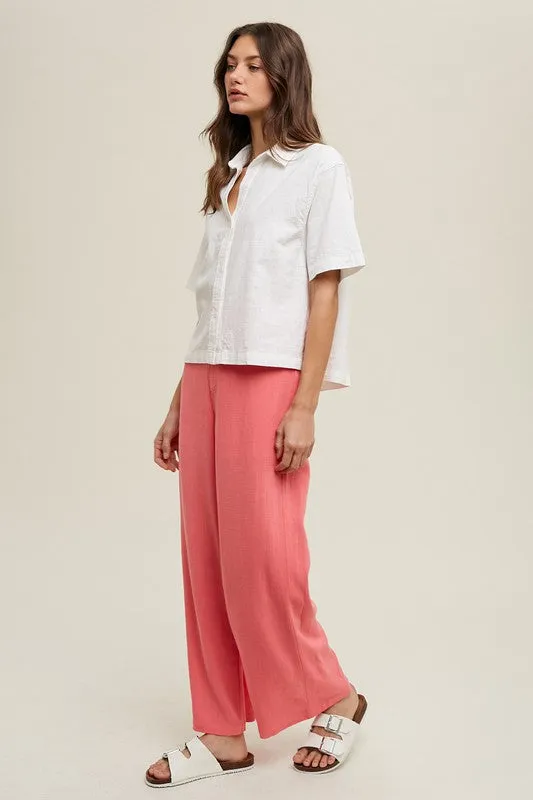Boxy Linen Button-Up Blouse