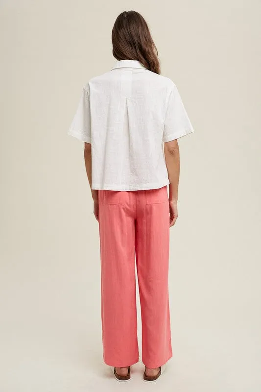 Boxy Linen Button-Up Blouse