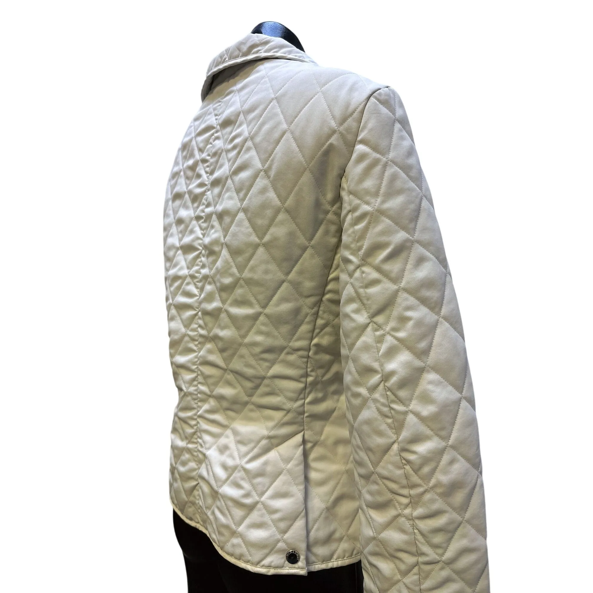 Burberry Quilted Jacket w/Plaid Lining & Zip Closure Ivory S