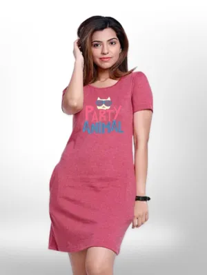 Cat All Day In Party Mood Printed  Long T-shirt For Women's