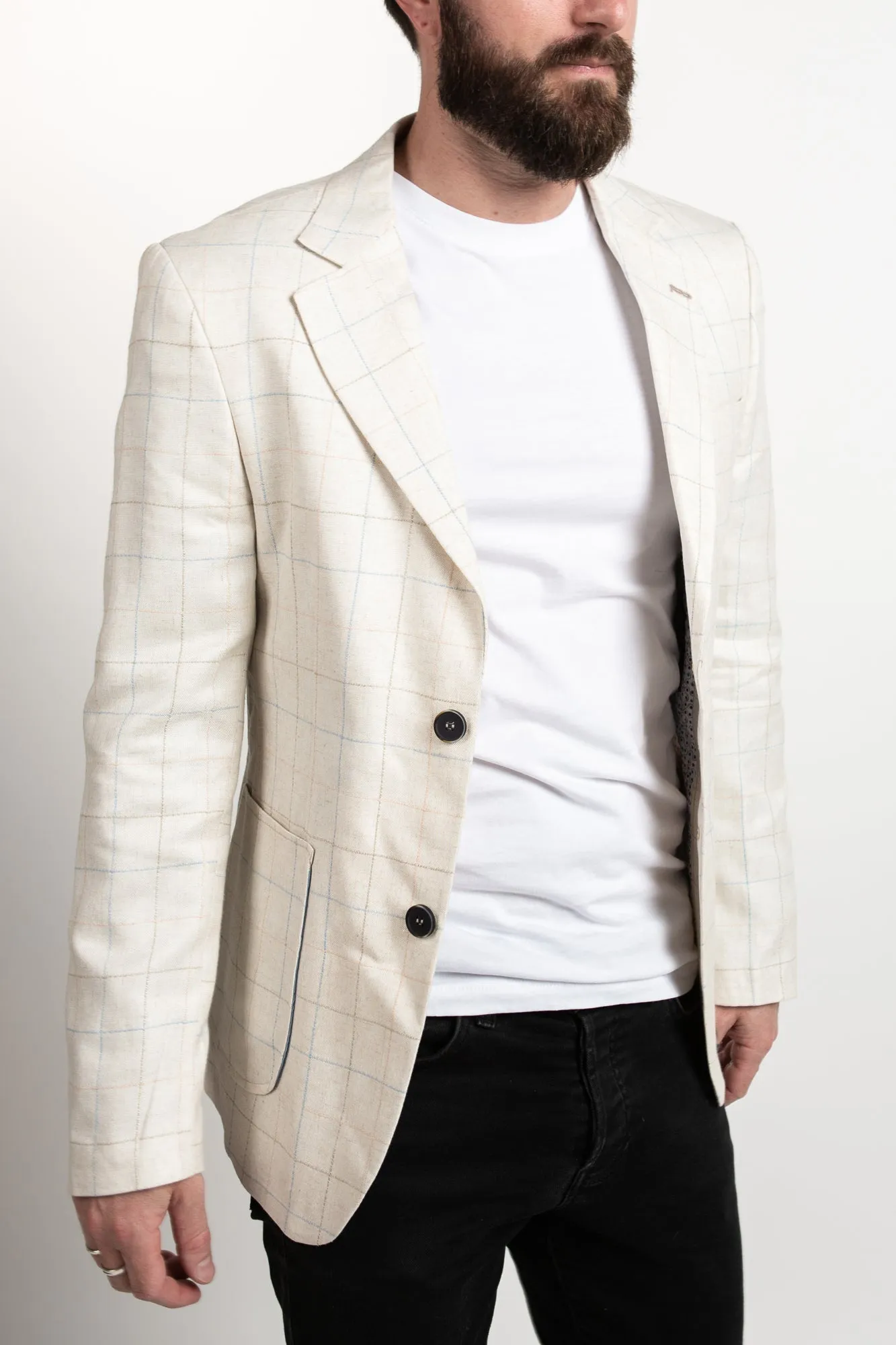 Checkered Blazer - Tan