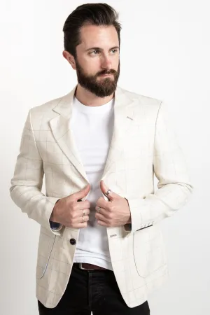 Checkered Blazer - Tan