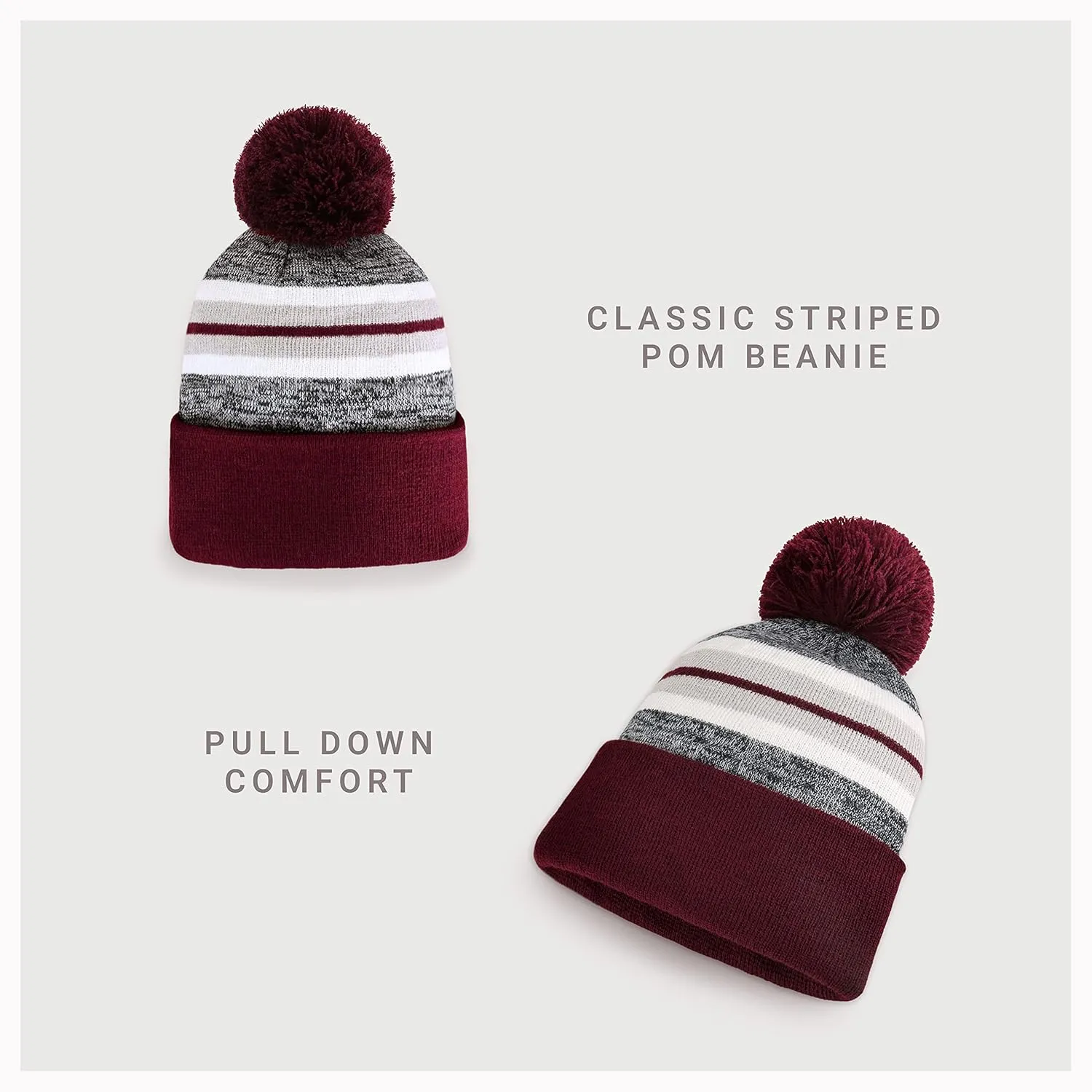 CHOK.LIDS Plain Color Stripe Beanies for Men and Women Soft Acrylic Knit Cuffed Beanie Cap Winter Hat Outdoor