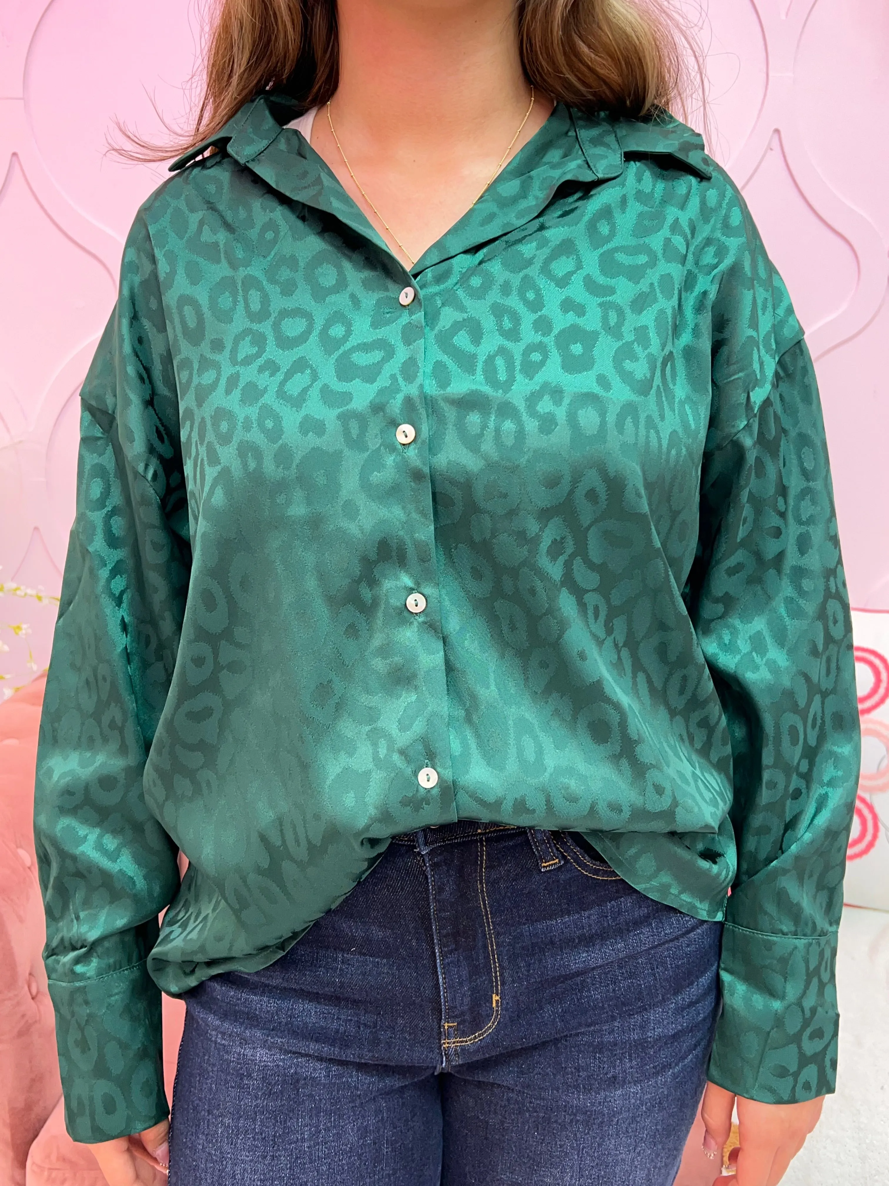 Collared Animal Leopard Button Up Blouse