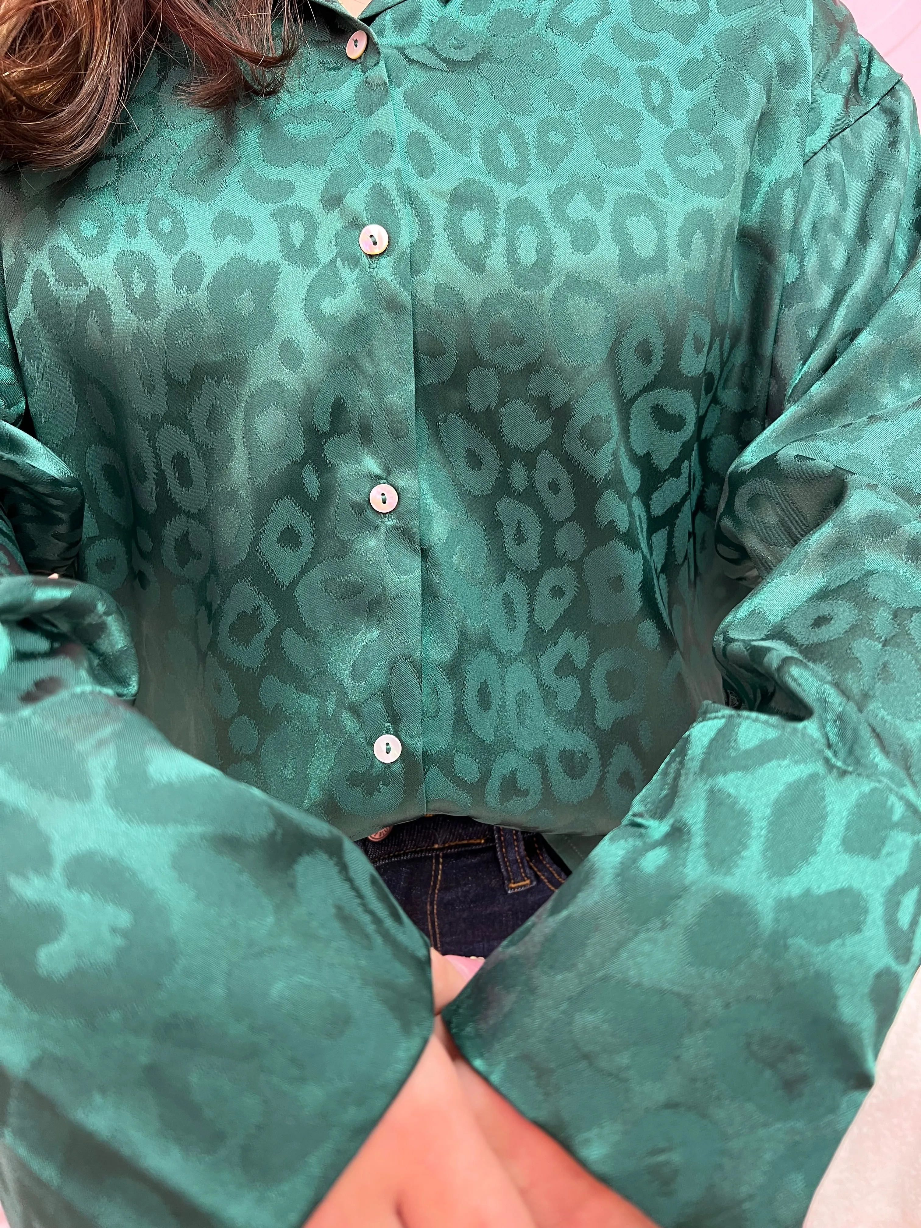 Collared Animal Leopard Button Up Blouse
