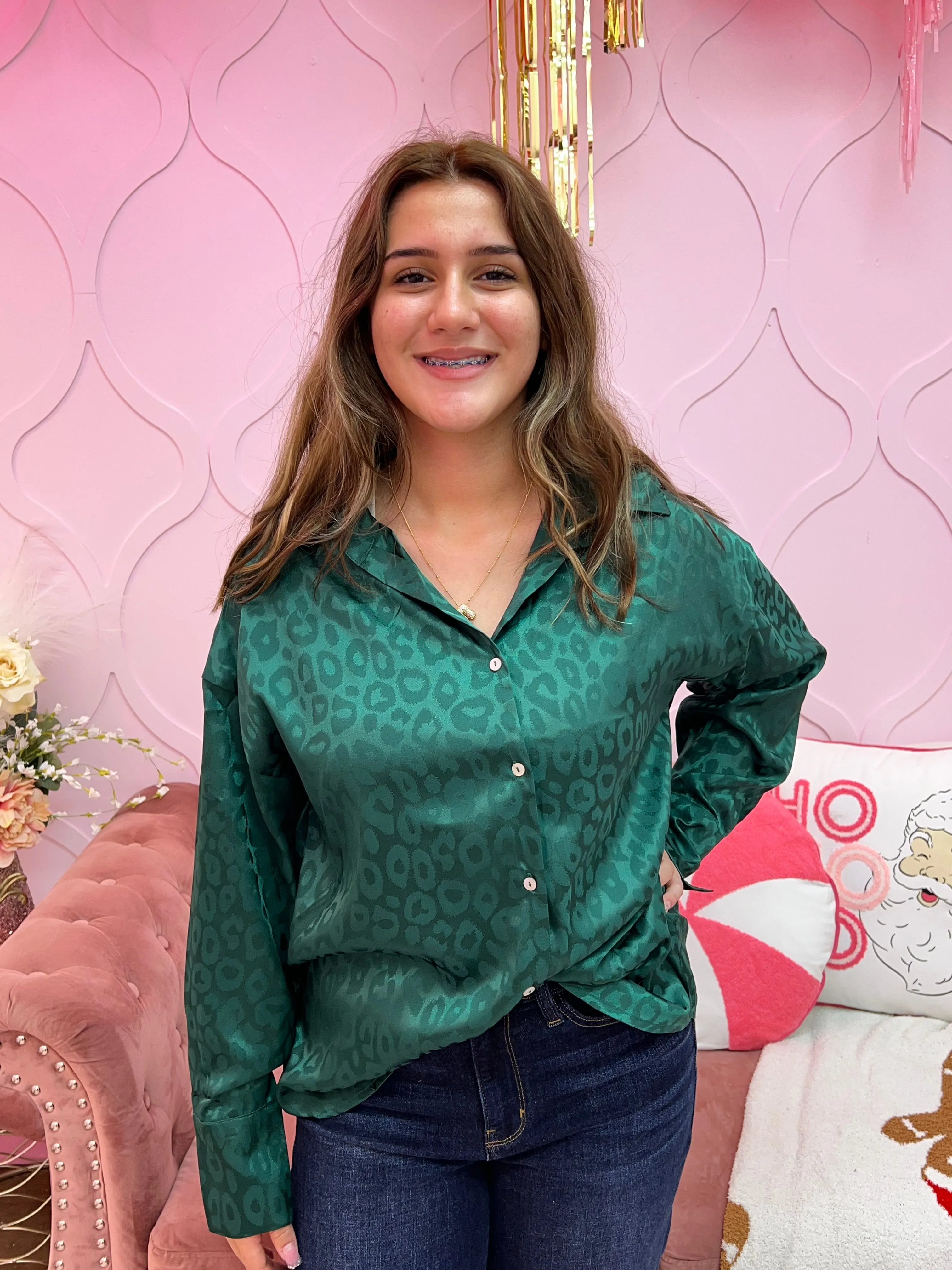 Collared Animal Leopard Button Up Blouse