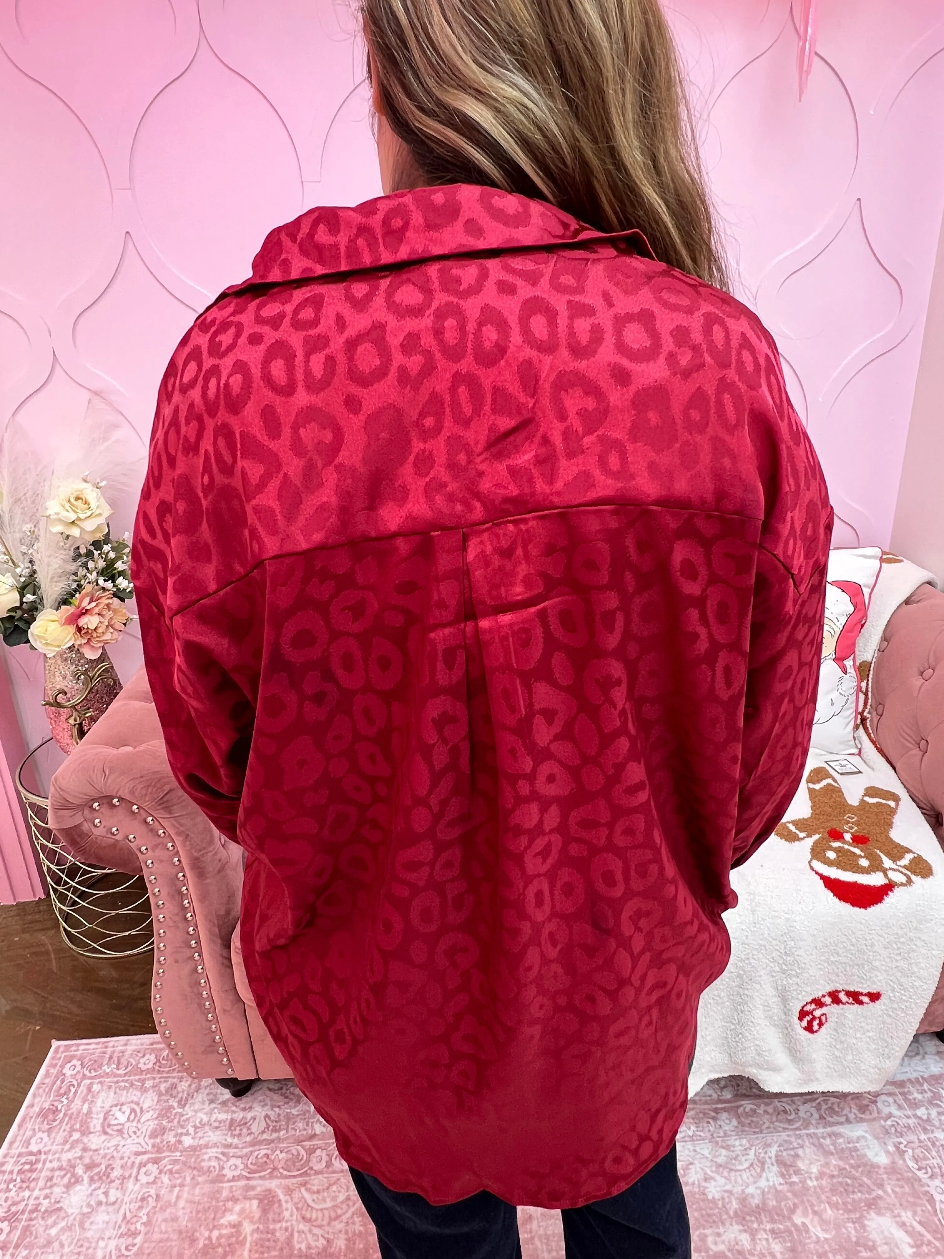 Collared Animal Leopard Button Up Blouse