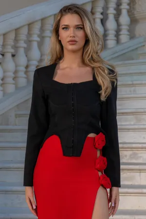 Fitted Corset Blazer - Black