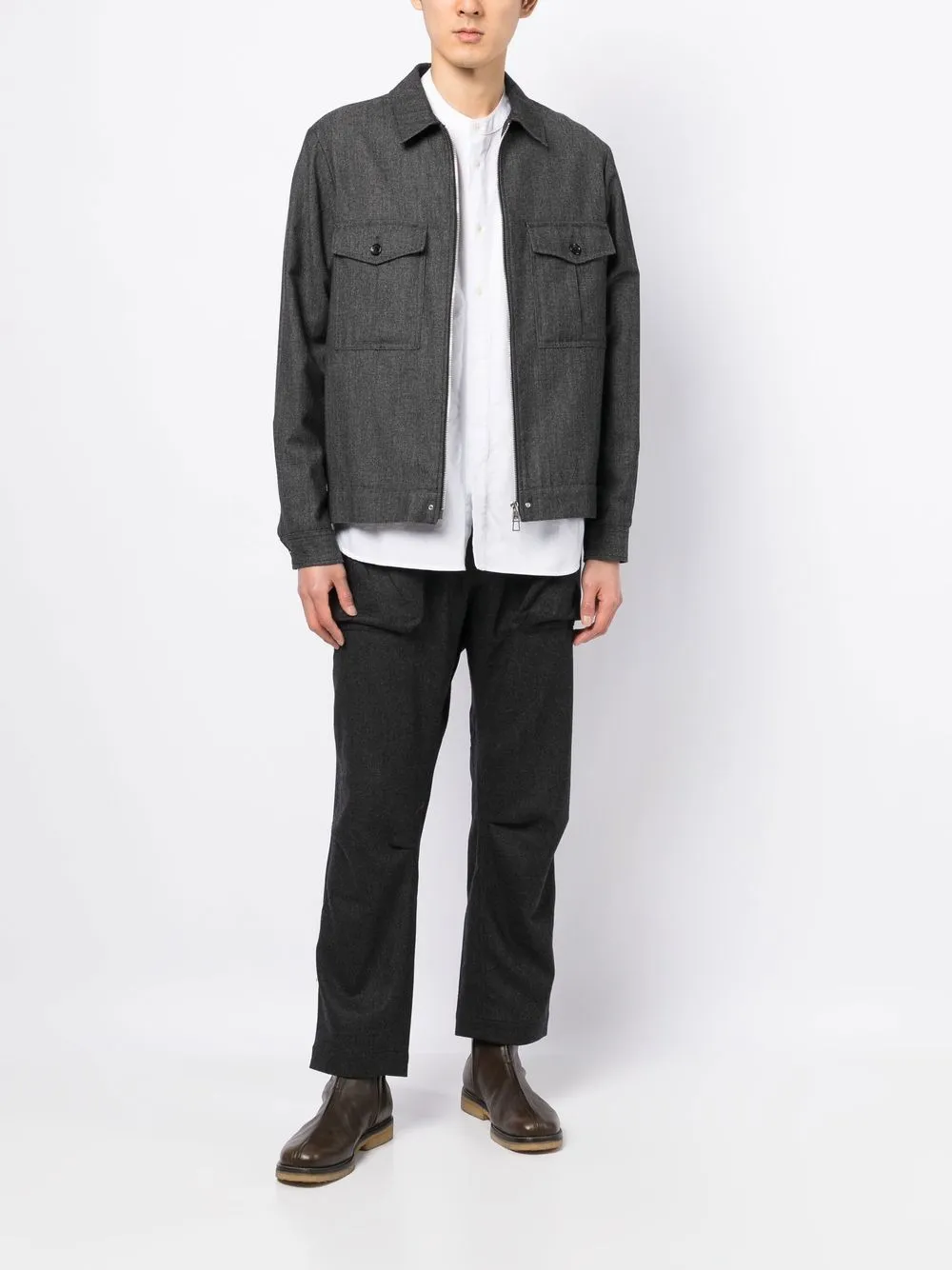 Flap-Pocket Straight-Leg Trousers