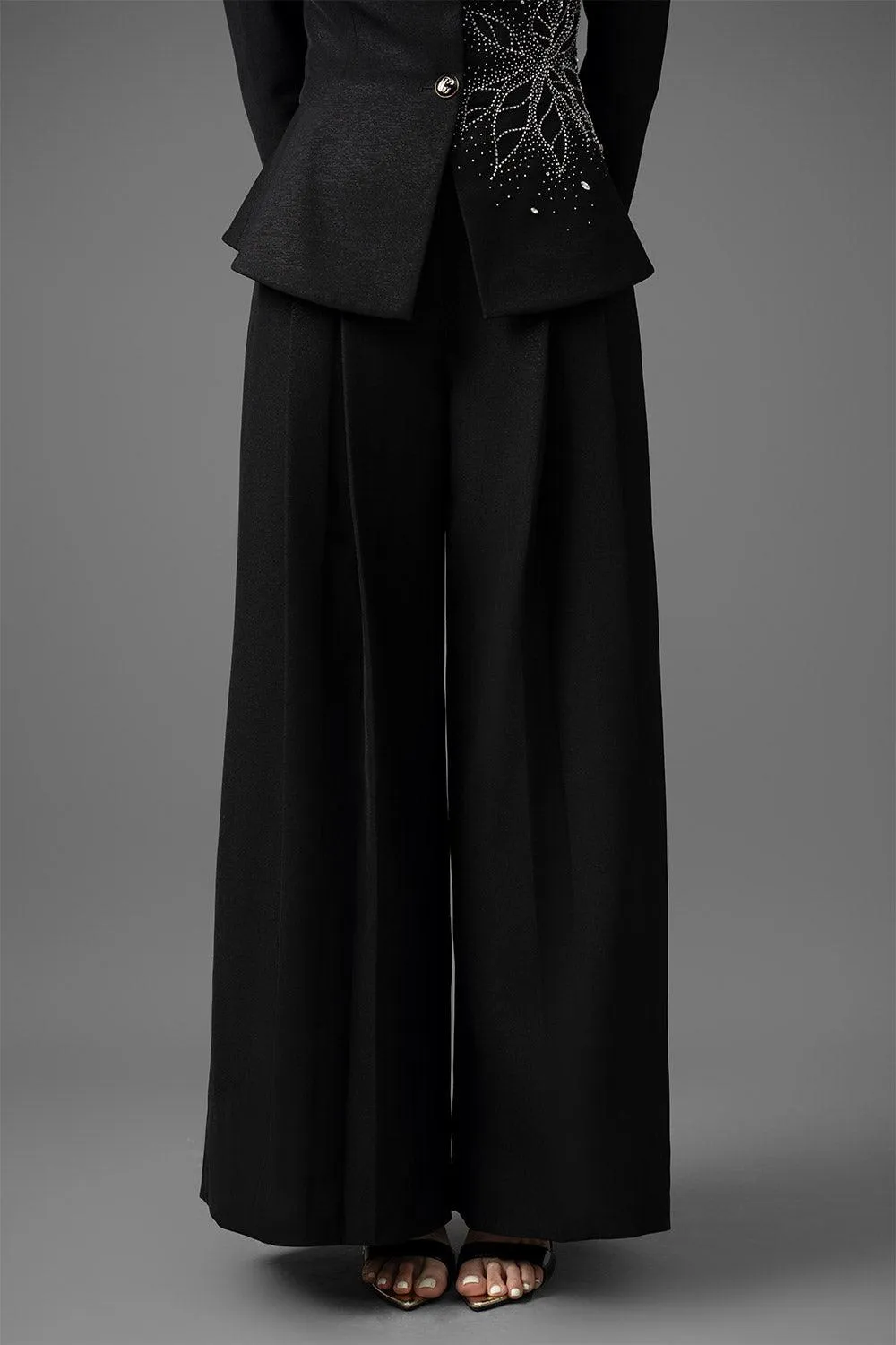 Galysa A-line Long Sleeved Gabardine Floor Length Set