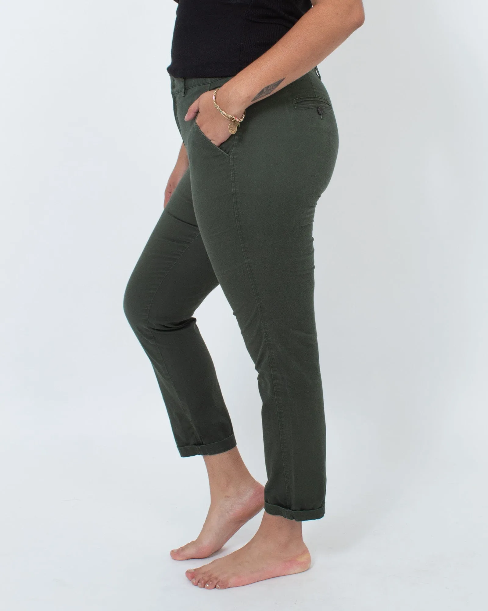 Green Straight Leg Trousers