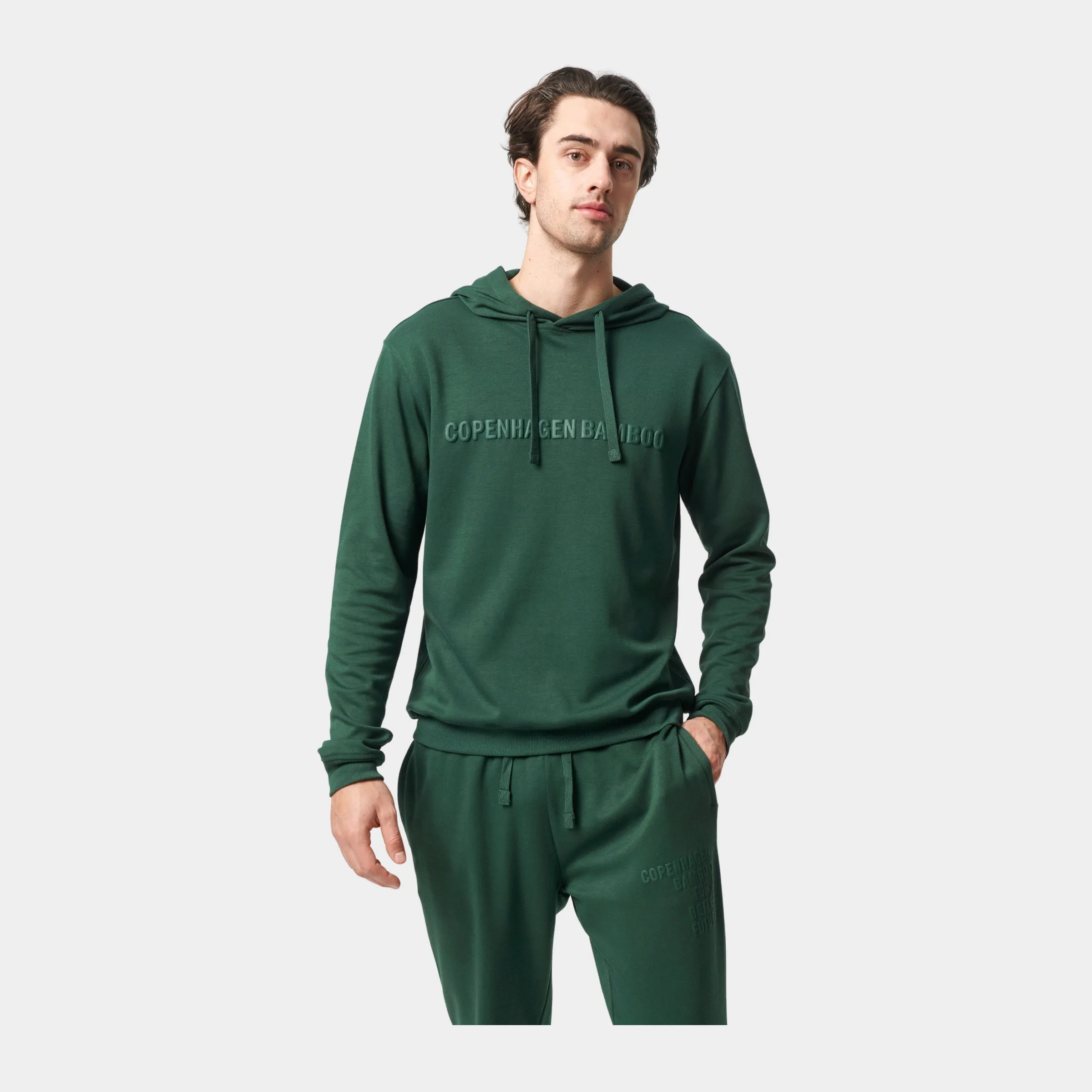 Grøn bambus hoodie med logo