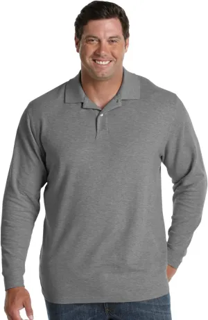 Harbor Bay by DXL Men's Big and Tall Honeycomb Pique Polo Shirt | Long Sleeves with Ribbed-Knit Collar and 2-Button Placket