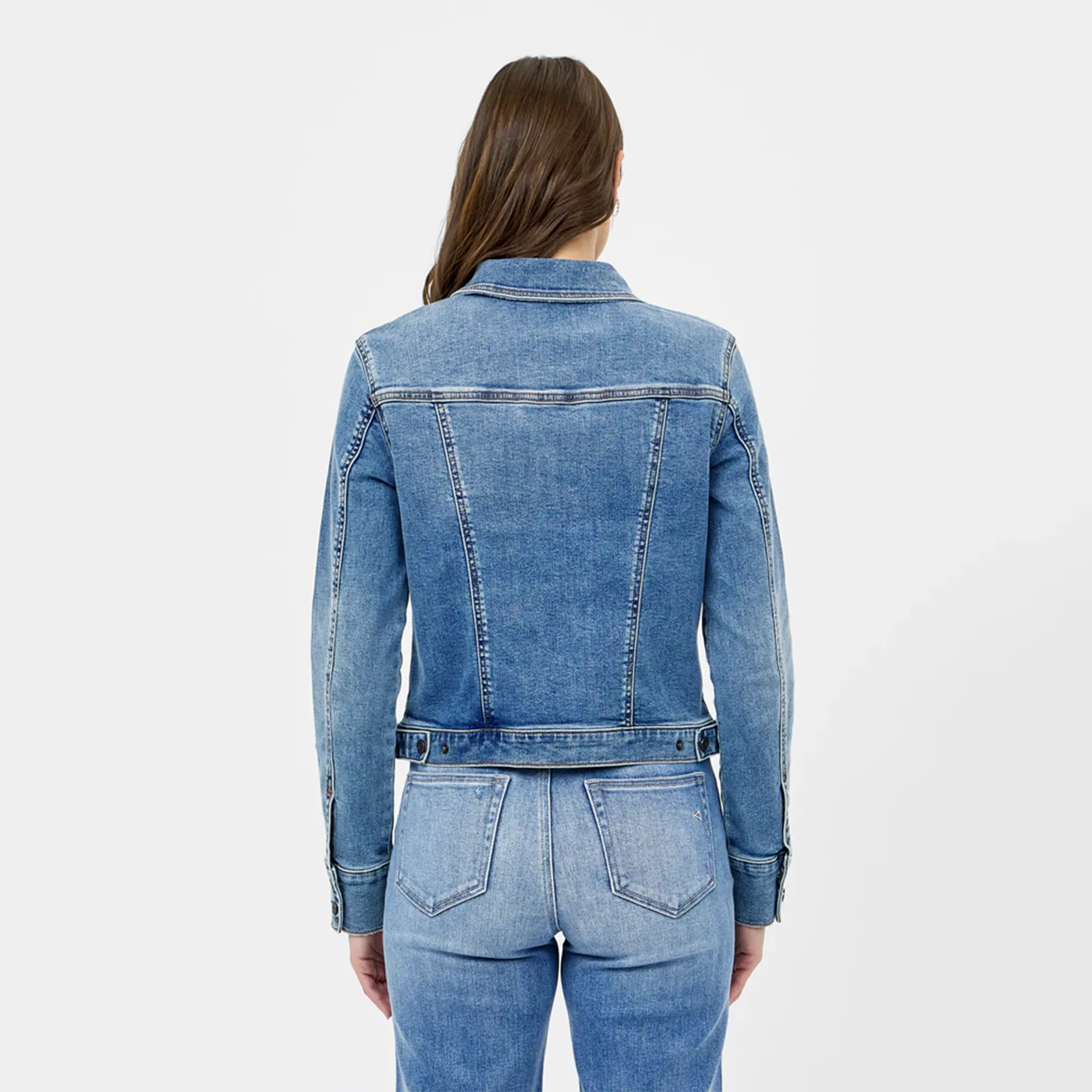 Hidden Denim Fitted Trucker Jacket