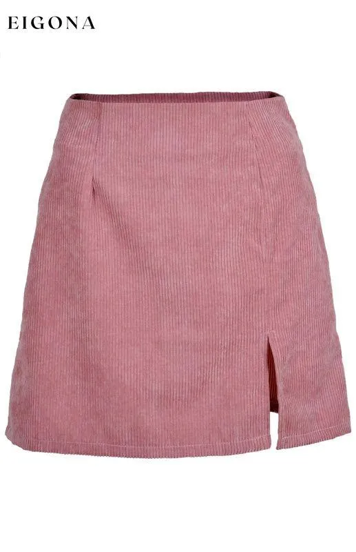 High Waist Corduroy Skirt Solid Split A-Line Skirt