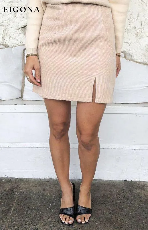 High Waist Corduroy Skirt Solid Split A-Line Skirt