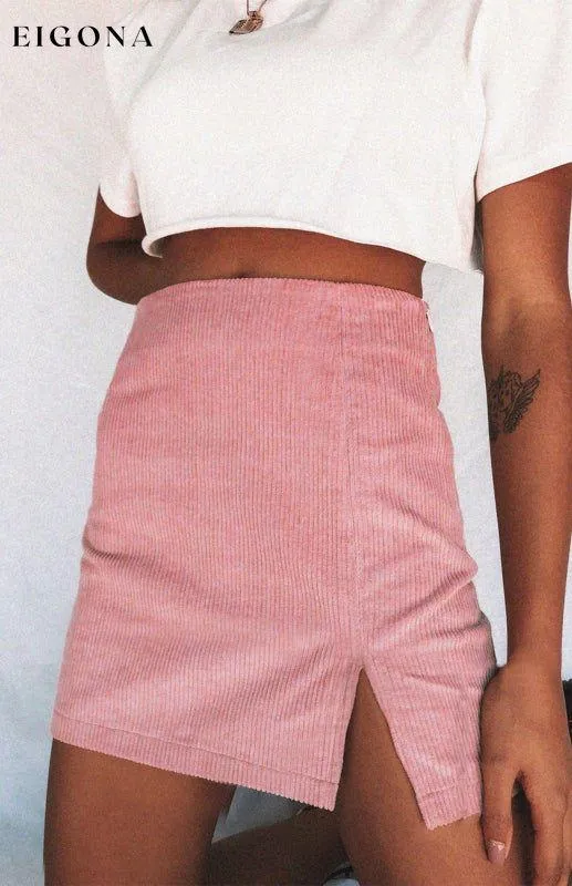 High Waist Corduroy Skirt Solid Split A-Line Skirt