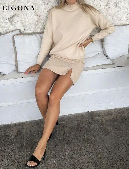 High Waist Corduroy Skirt Solid Split A-Line Skirt