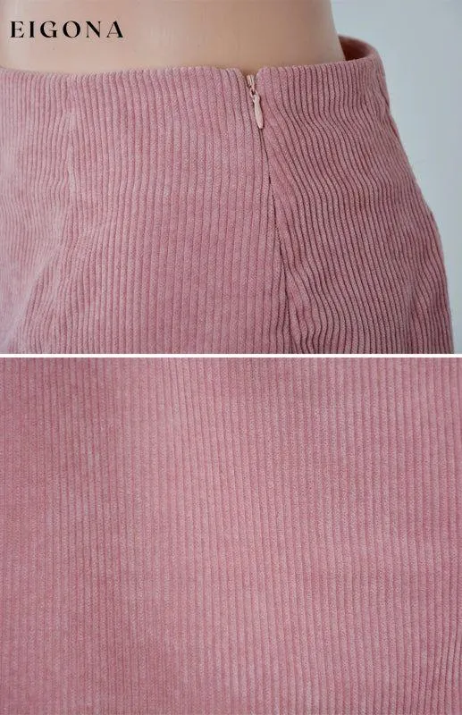 High Waist Corduroy Skirt Solid Split A-Line Skirt