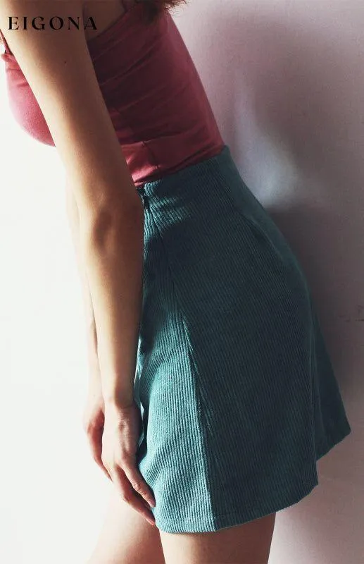 High Waist Corduroy Skirt Solid Split A-Line Skirt