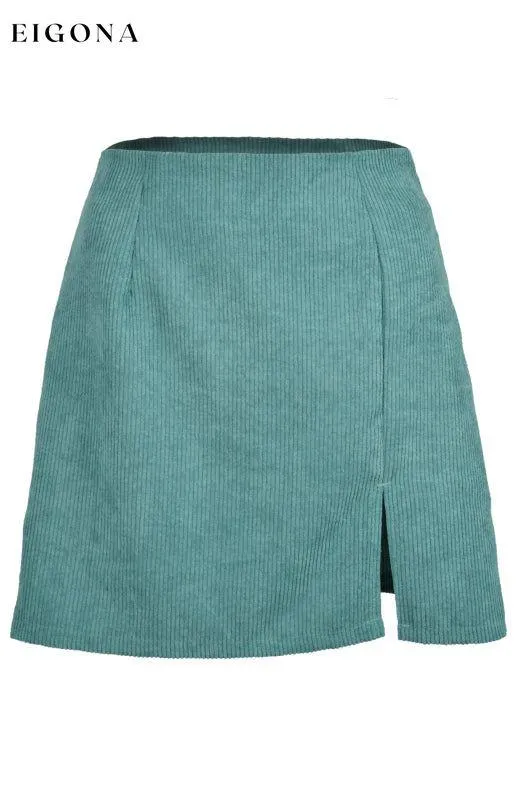 High Waist Corduroy Skirt Solid Split A-Line Skirt