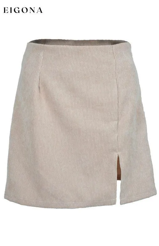 High Waist Corduroy Skirt Solid Split A-Line Skirt