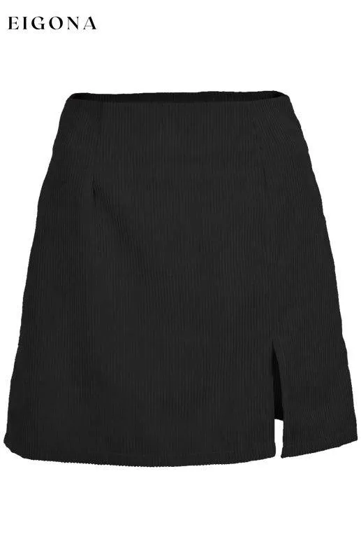 High Waist Corduroy Skirt Solid Split A-Line Skirt