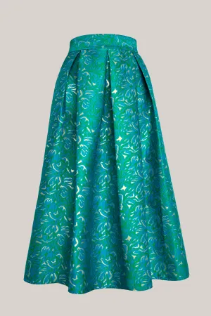 Jasmine Brocade Skirt In Teal