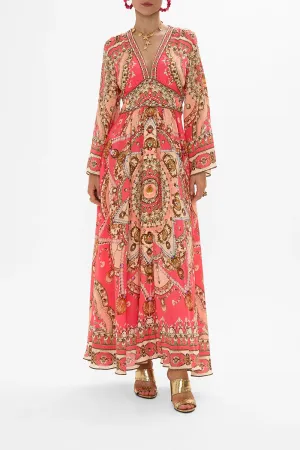 Kimono Sleeve Dress With Shirring Details Shell Games - Camilla