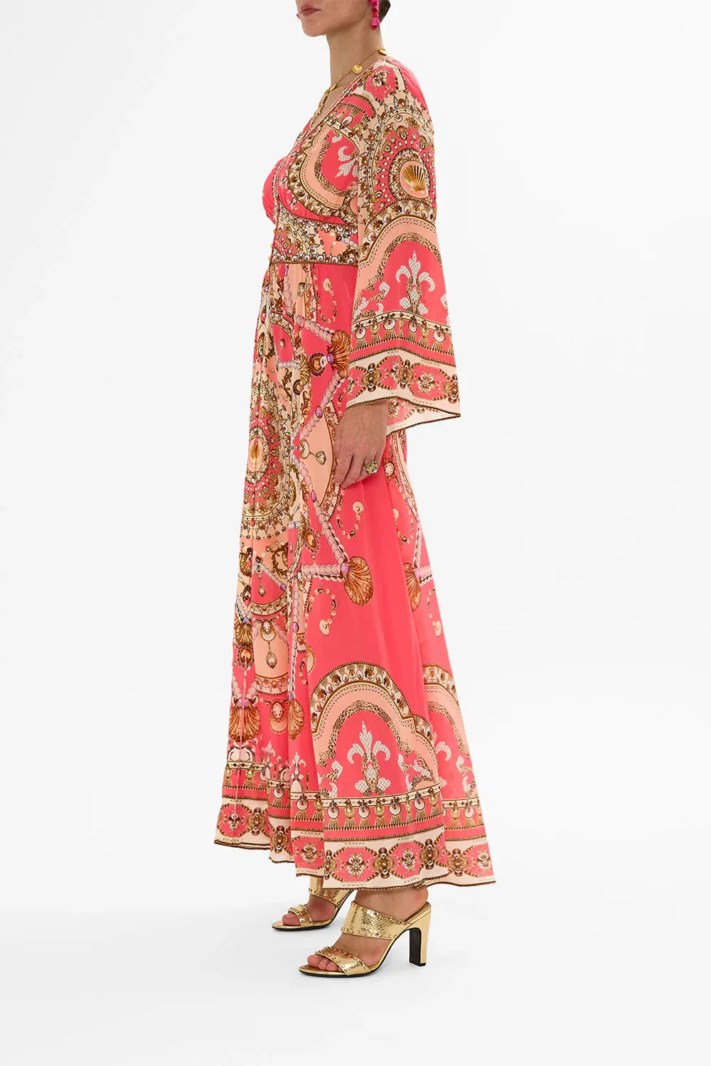 Kimono Sleeve Dress With Shirring Details Shell Games - Camilla