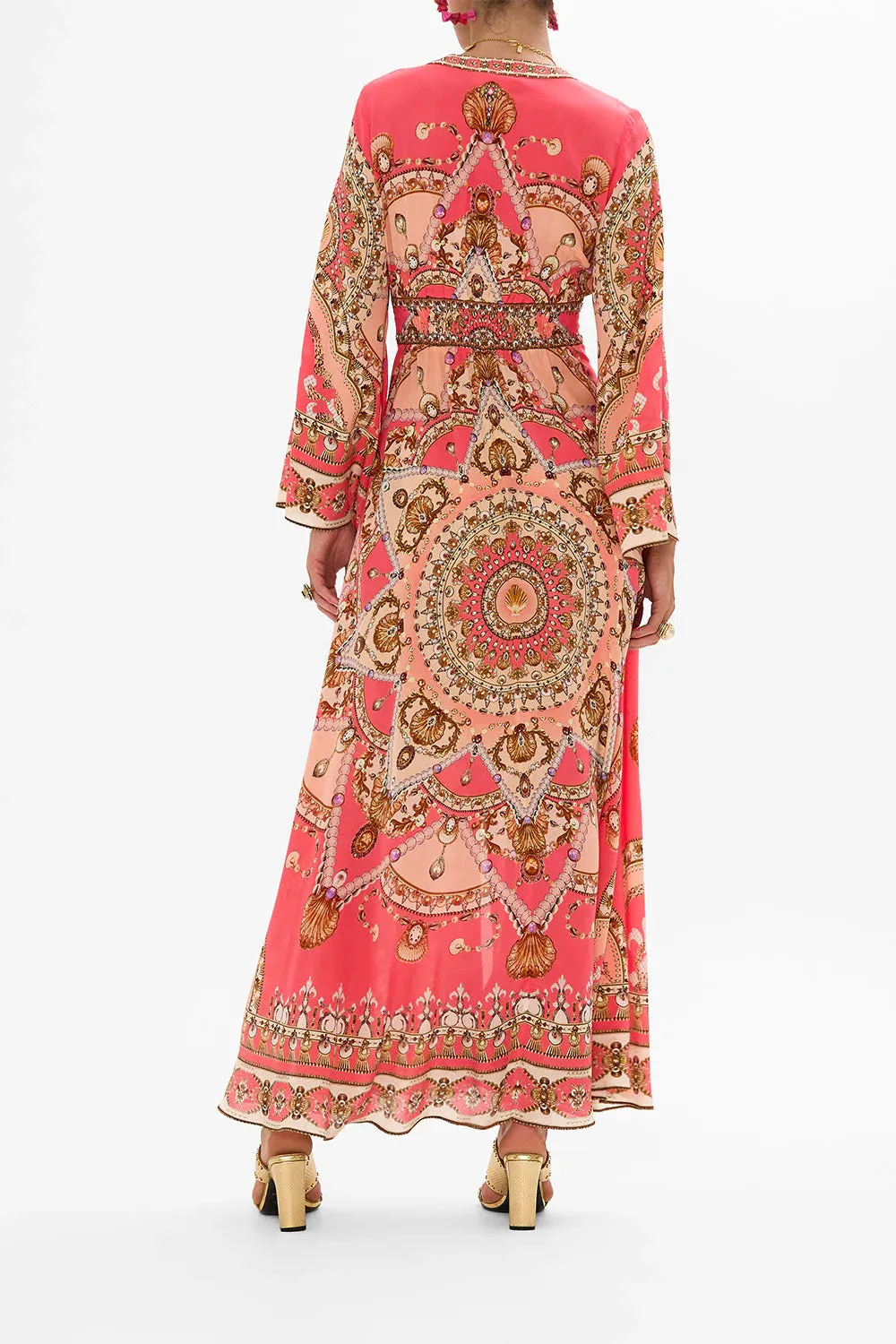 Kimono Sleeve Dress With Shirring Details Shell Games - Camilla