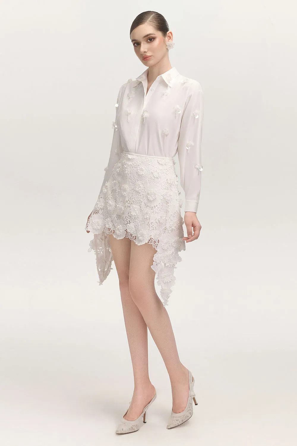 Lala A-line Floral Lace Mini Skirt