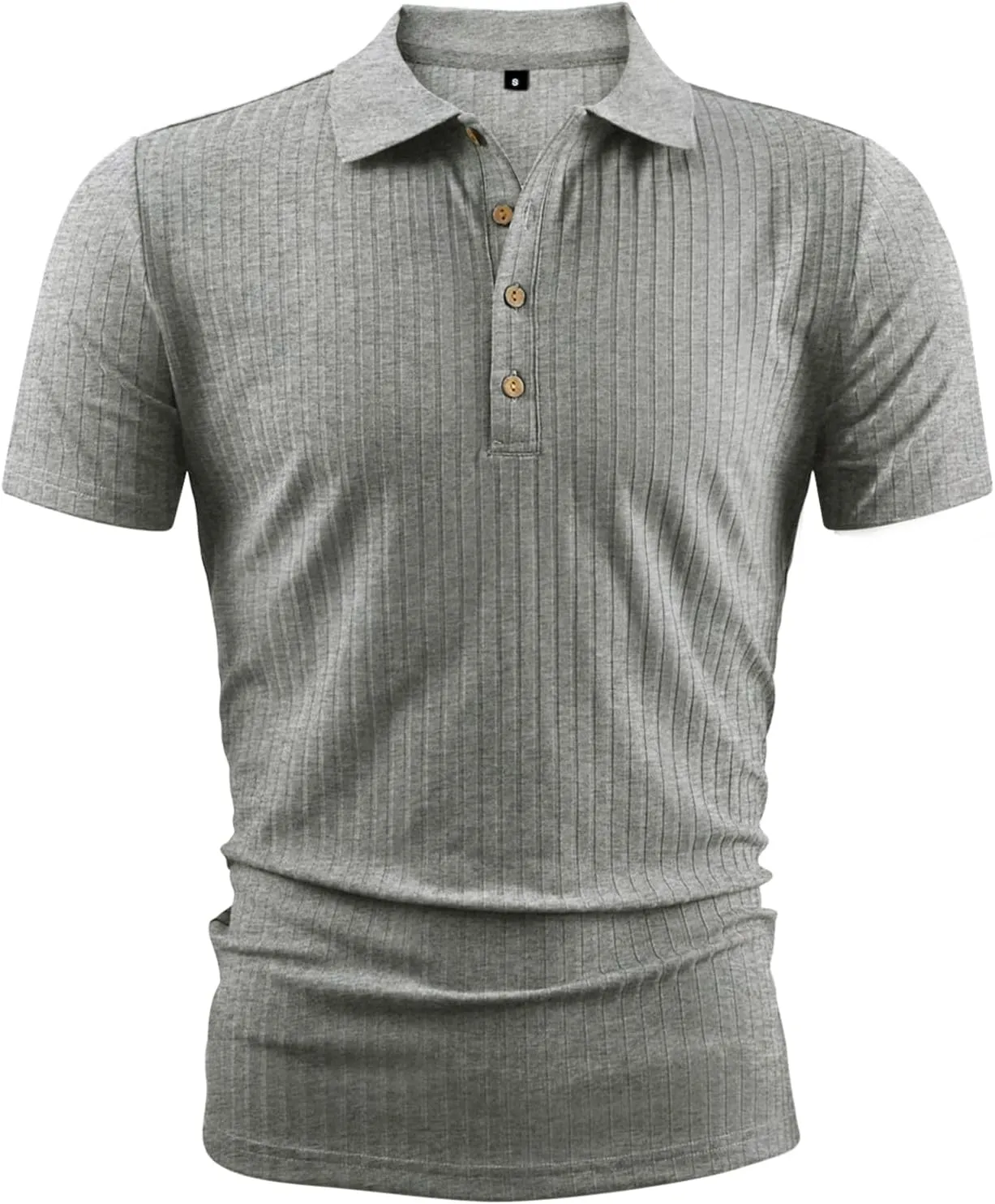 LOGEEYAR Men's Slim Fit Muscle Polo Shirts - Short Sleeve Ribbed Stylish Tees for Casual Everyday Wear