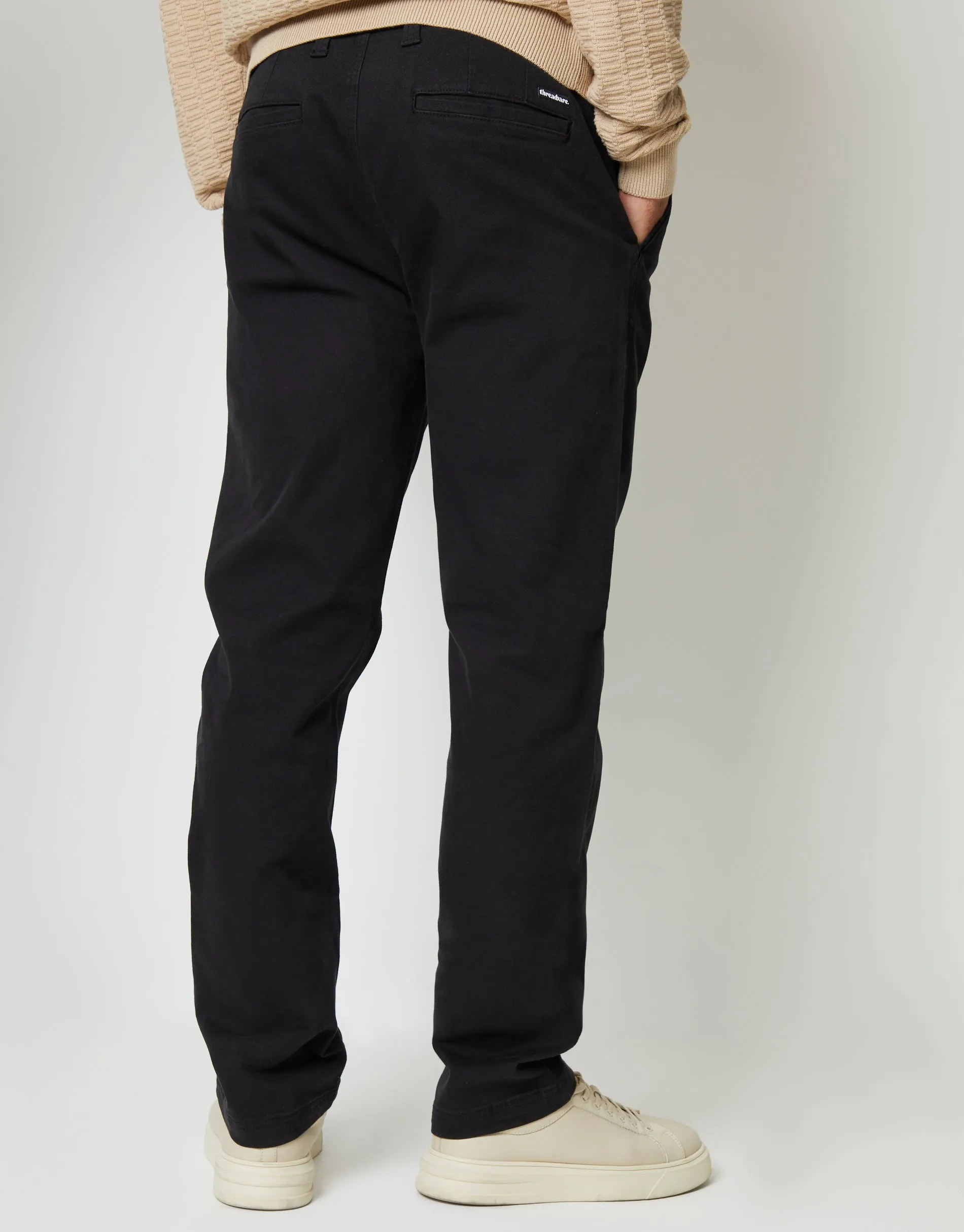 Men's Black Straight Leg Stretch Canvas Trousers