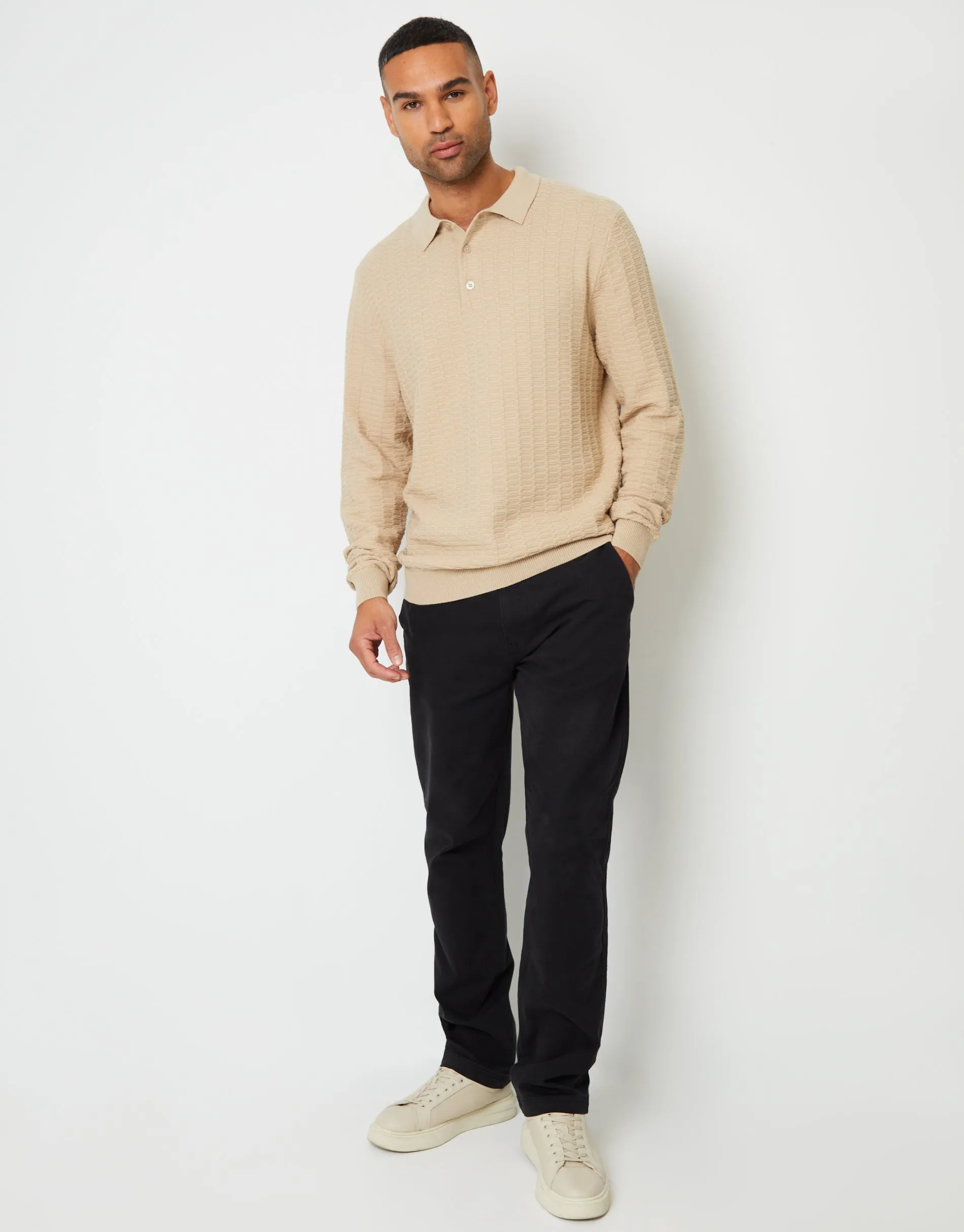 Men's Black Straight Leg Stretch Canvas Trousers
