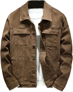 Men's Denim Jacket Stretch Slim Fit Jacket Denim Casual Classic Denim Jacket Button Down Denim Jacket